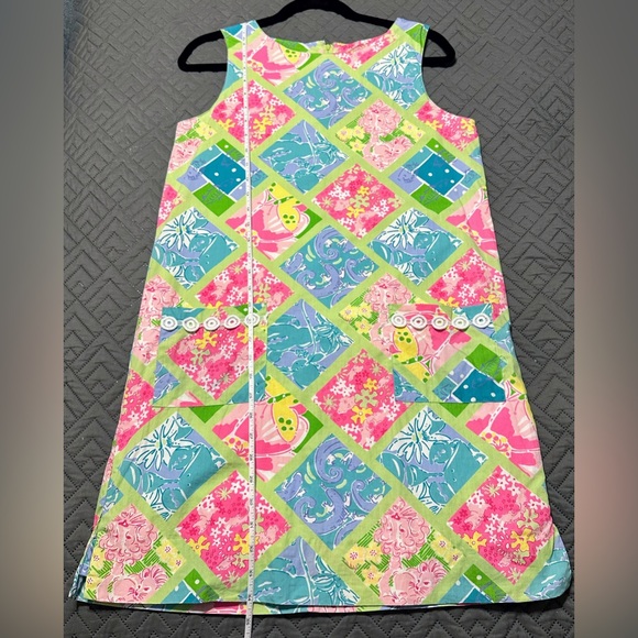 Lilly Pulitzer Patchwork Print Shift Dress Size 6 Sleeveless Cotton Summer - Picture 4 of 9